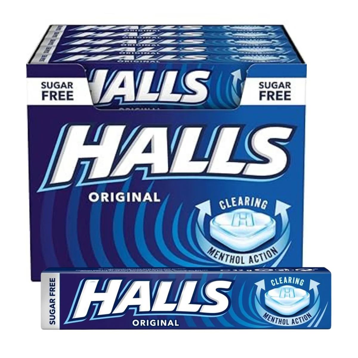 Halls Eucalipto, Caramelo Sin Azúcar, Caja de 20 Sticks de 32 g
