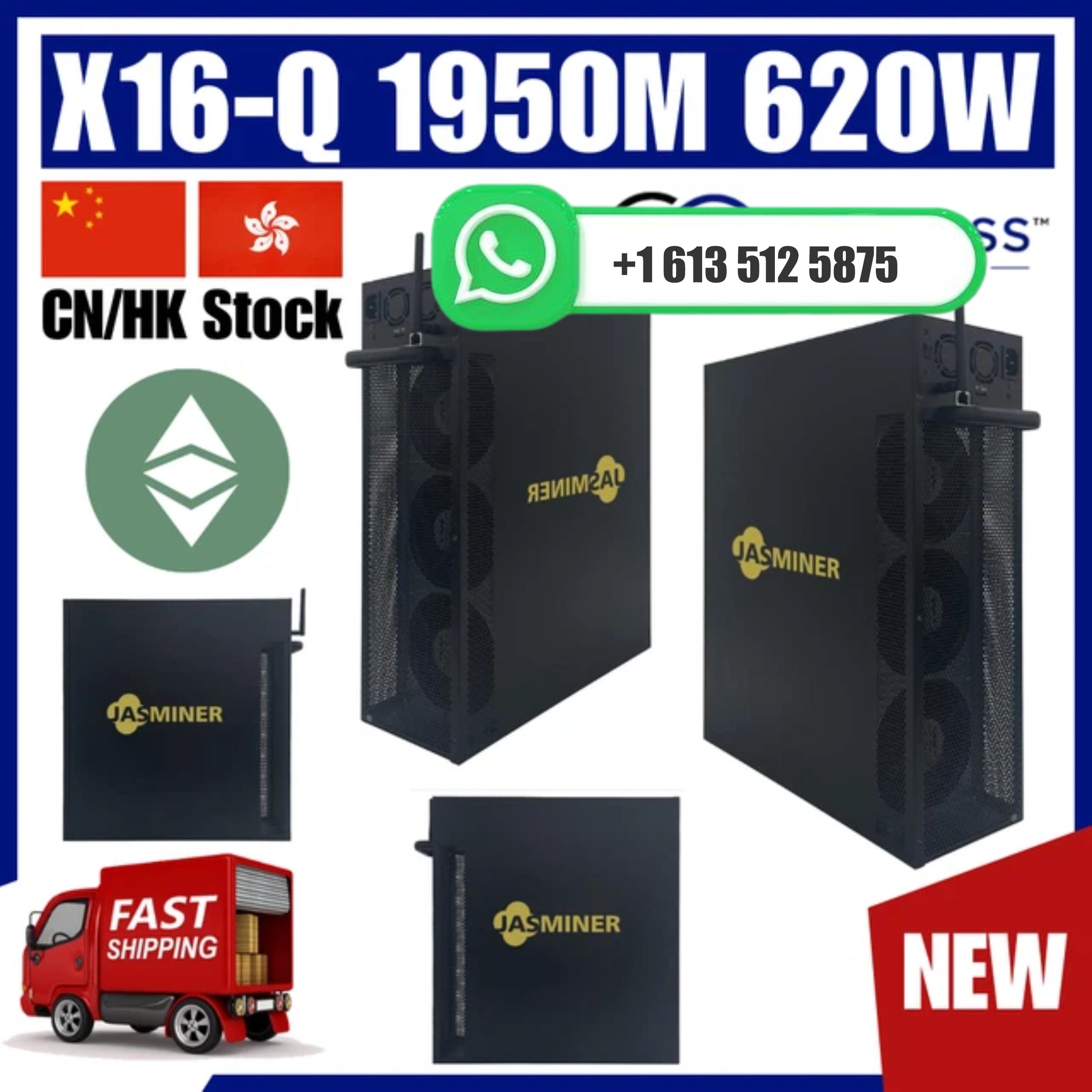 Oferta Cósmica JY: Compre 3 e Ganhe 2 Grátis! Novo JASMINER X16-Q 1750MH 595W 8G OCTA ETC Miner Silencioso com WiFi e Fonte de Alimentação