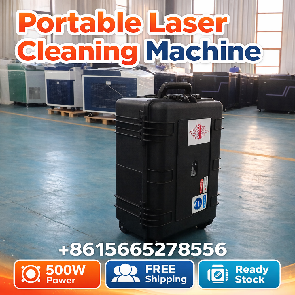 เครื่องทำความสะอาดด้วยเลเซอร์ไฟเบอร์พัลส์แบบพกพา AccTek ขนาด 500 วัตต์ สำหรับขจัดคราบสนิมและสารเคลือบบนพื้นผิวเครื่องยนต์
