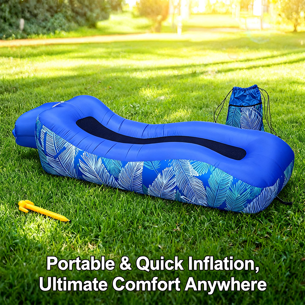 Canapé gonflable portable sans pompe, capacité de charge de 200 kg, chaise longue de voyage légère pour la plage et le jardin