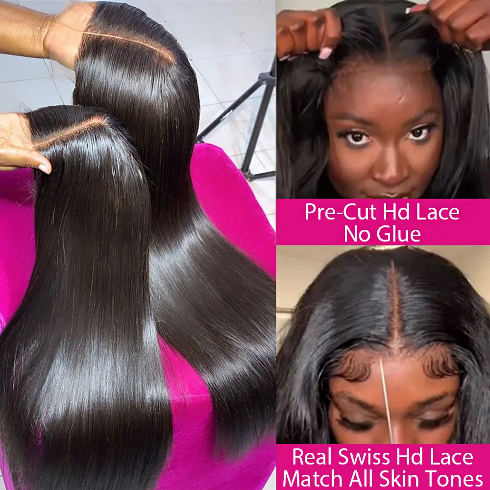 200 Density 7x5 Glueless Wig Human Hair Wig Ready To Wear 13x6 HD Lace Wig Bone Straight Lace Front Wig Ready To Go On Sale