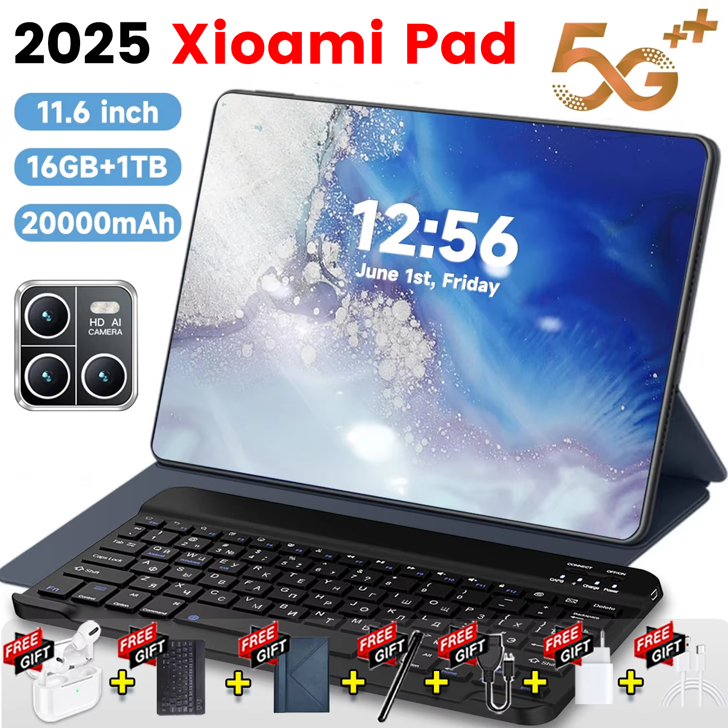 2025 5G Xioami Pad 11.6 inch Tablet Android 20000mAh 16GB RAM 1TB ROM Android 13.0 Wifi 14 Core Tablets PC Network Global GPS