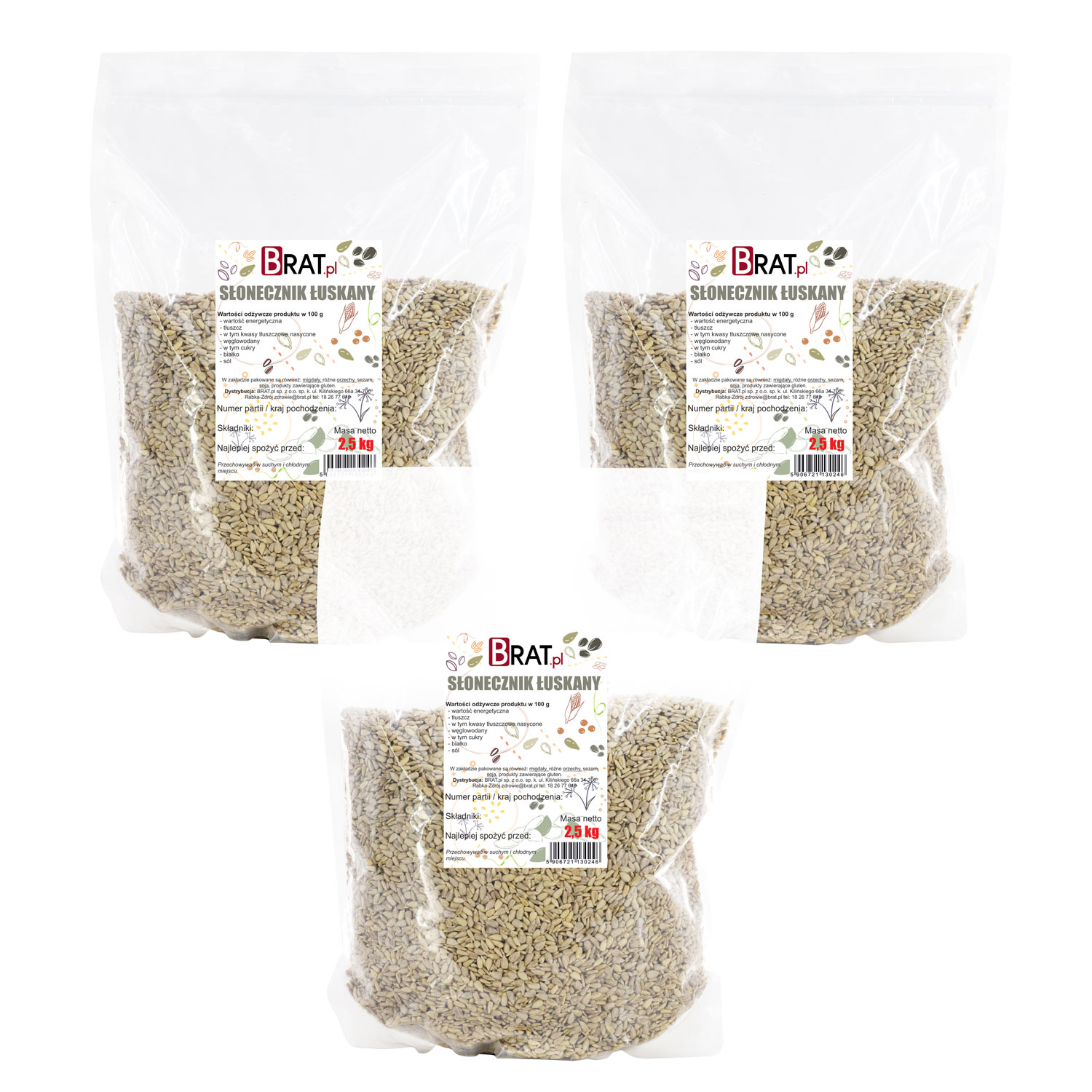 Słonecznik łuskany zestaw 3 x 2,5kg