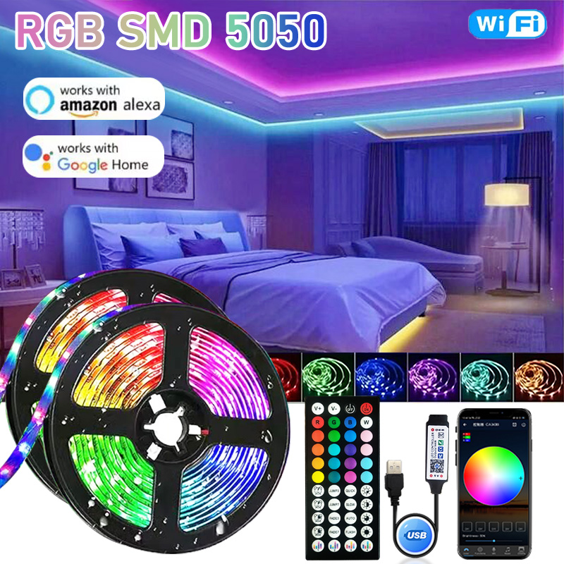 Tira de luces Led de 1-30M, luces LED RGB con Control por aplicación Bluetooth para TV, USB, 5V, WIFI, cinta Led para retroiluminación de TV, decoración de fiesta y habitación