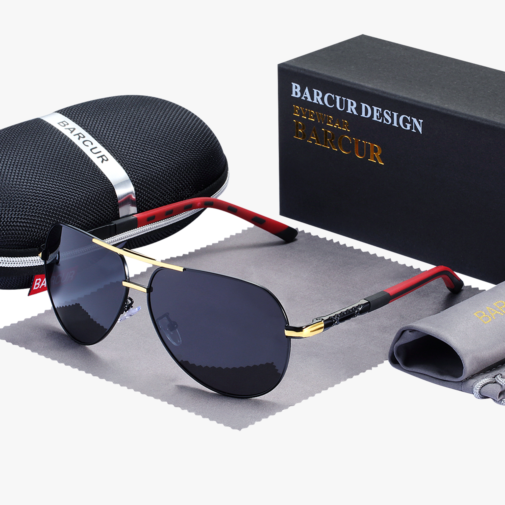 BARCUR Heren Zonnebril Gepolariseerde UV400 Bescherming Rijden Zonnebril Dames Mannelijke Oculos De Sol