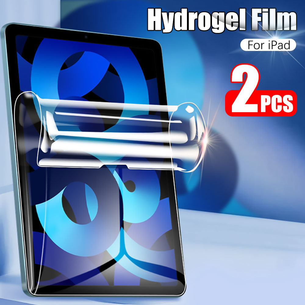 2PCSฟิล์มHydrogelสําหรับIpad Pro 11 12.9 Air 4 5 13 2024 ป้องกันหน้าจอสําหรับIpad Mini 6 2 3 10.2 9.7 2021 9 รุ่นไม่ใช่แก้ว