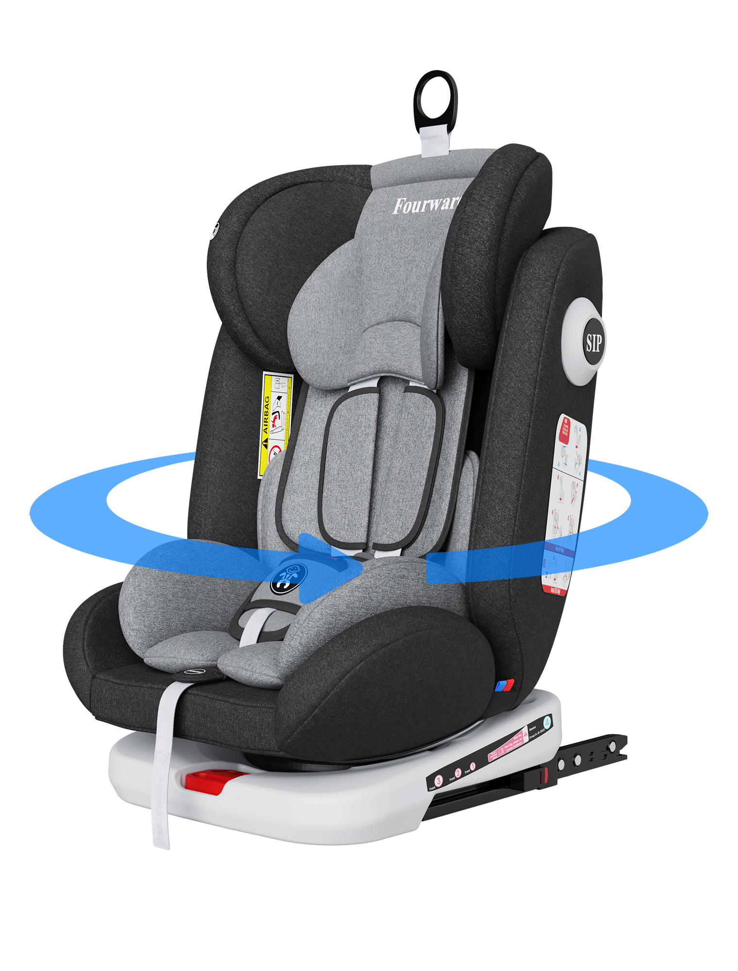 AP03 KL005 Silla de coche para niños Silla de coche para bebés Cinturón de seguridad de 5 puntos giratorio 360° ISOFIX Grupo 0+1/2/3 9-36 kg