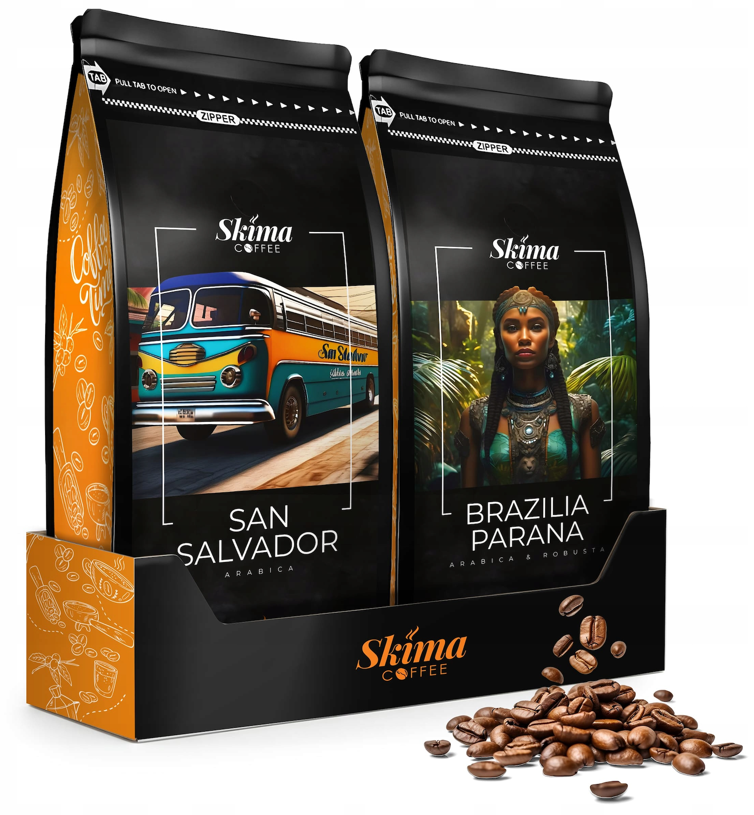 Ganze Kaffeebohnen 2x1kg BRASILIEN PARANA/SAN SALVADOR Frisch für Espressomaschine + GRATIS
