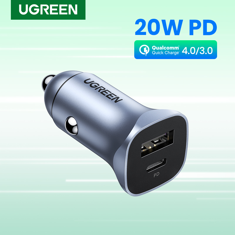 UGREEN 24W Autolader Dual Port QC 4.0 3.0 Snel opladen voor iPhone 17 16 15 Xiaomi Huawei Samsung Supercharge Type C Oplader