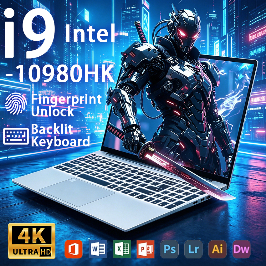 Notebook 2026 com Intel Core i9 10980HK, Windows 11 Pro, 16GB de RAM, SSD de 1TB/2TB, para Escritório e Jogos, Tela de 15.6 polegadas, Teclado Retroiluminado, Desbloqueio por Impressão Digital