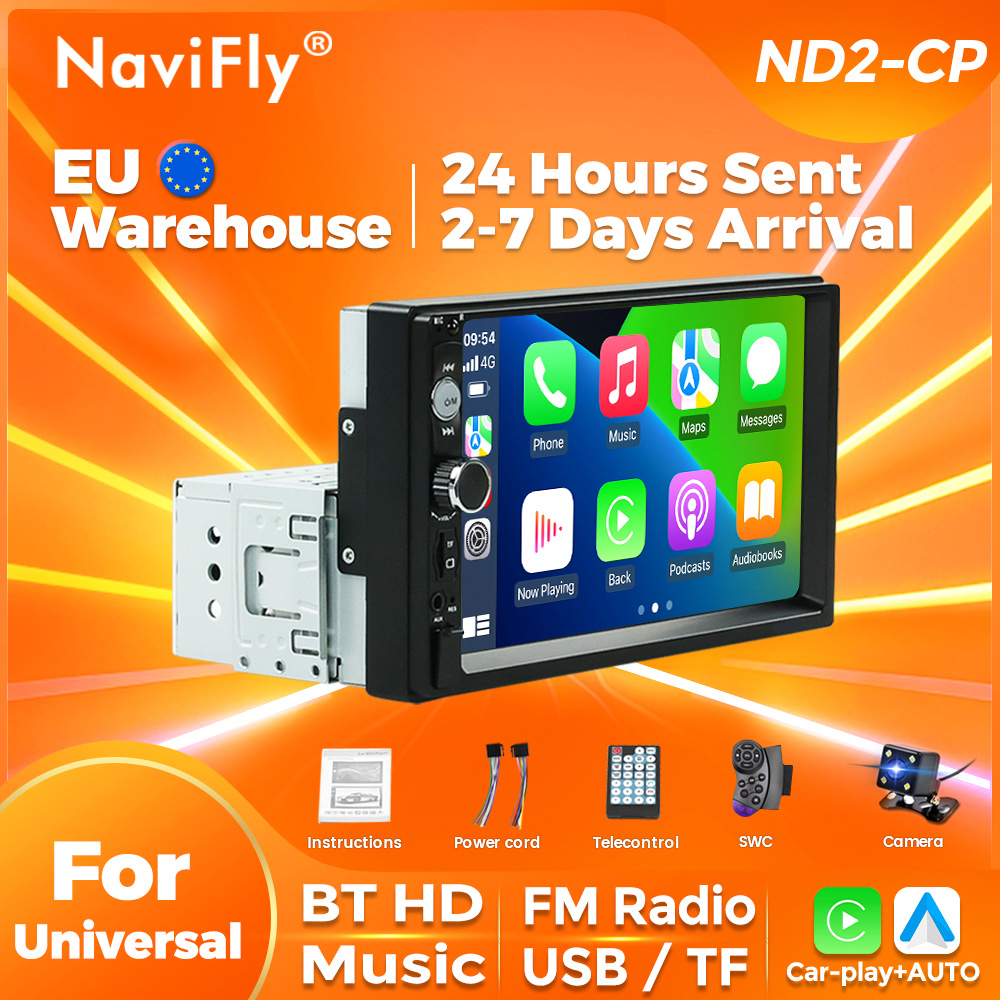 Navifly ND2 Uniwersalne radio samochodowe 1Din Stereo 7-calowy ekran dotykowy HD Odtwarzacz multimedialny BT Autoaudio Odbiornik FM Mirror Link Monitor