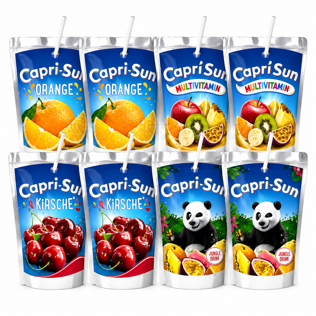 Capri-Sun Mix Bundle 8x200ml (1,6L) – Orange, Multivitamin, Kirsche & Jungle Drink – Je 2 Trinkbeutel