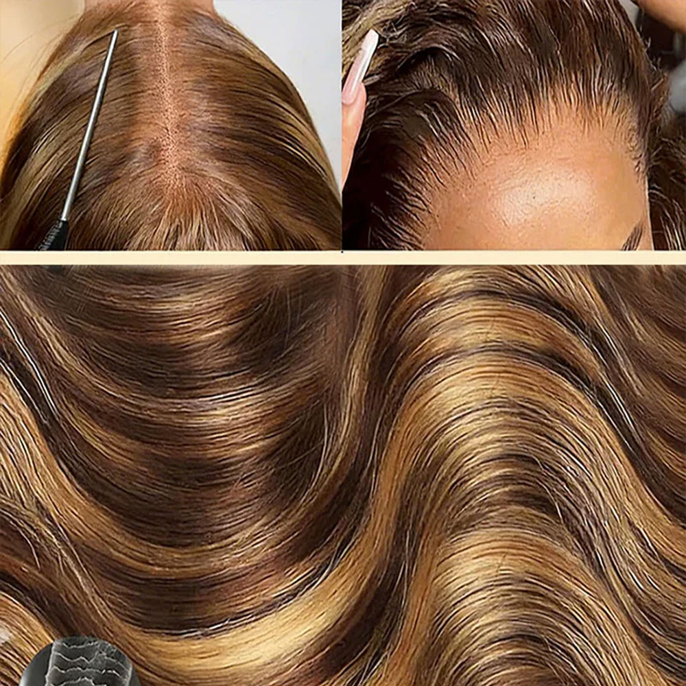 Pelucas de cabello humano con encaje frontal de 200% de densidad, onduladas, con reflejos P4/27, encaje frontal HD 13x4, lisas, de 16 a 34 pulgadas, peluca de cabello humano teñida.