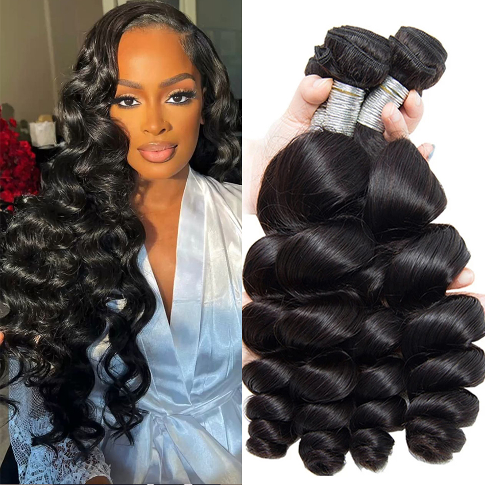 Pacotes indianos crus do Weave do cabelo, onda profunda fraca, extensões encaracoladas do cabelo humano, preto natural, 30 ", 12A, 1 PC, 3 PCes, 4 PCes