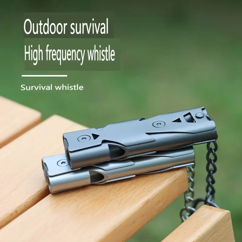 1PC podwójna rura gwizdek brelok do kluczy z ozdobą wysoki decybel przenośny Outdoor Survival awaryjne narzędzie kempingowe wielofunkcyjny gwizdek