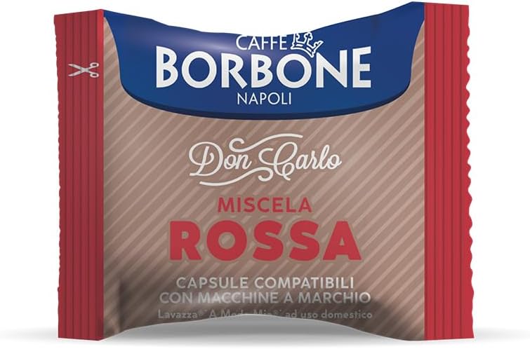 800 Cápsulas de Café Bourbon Don Carlo, Mezcla Roja, Compatible con Máquinas Mio-Modo Lavazza (8 paquetes de 100)