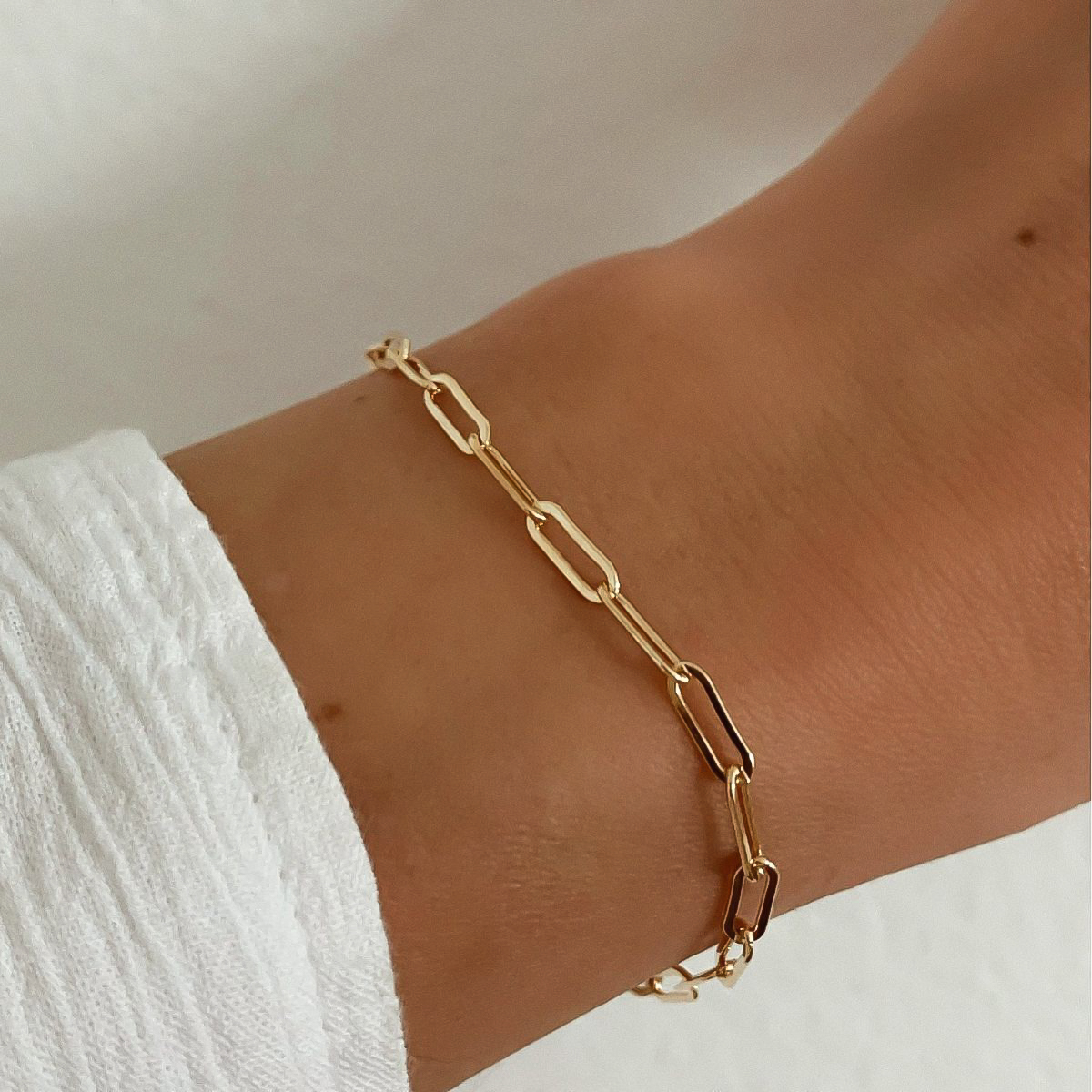 Bracelet en acier inoxydable pour hommes, or véritable, cadenas