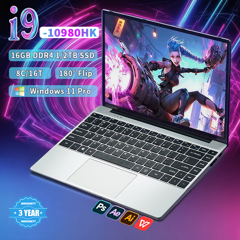 Nuevo Portátil Intel Core i9-10980HK 2026 de 14.1 Pulgadas, Computadora Portátil con Windows 11, 16GB de RAM, 1/2TB SSD, para Oficina y Estudio