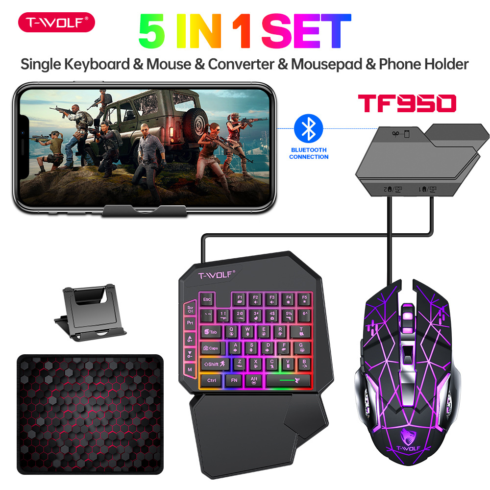 Kit Mobilador Gamer Kit Gaming Tastatur Maus Mobile Spiele Konverter 5-in-1 Combo One Hand Tastatur Konverter Mobile Spiele TF900