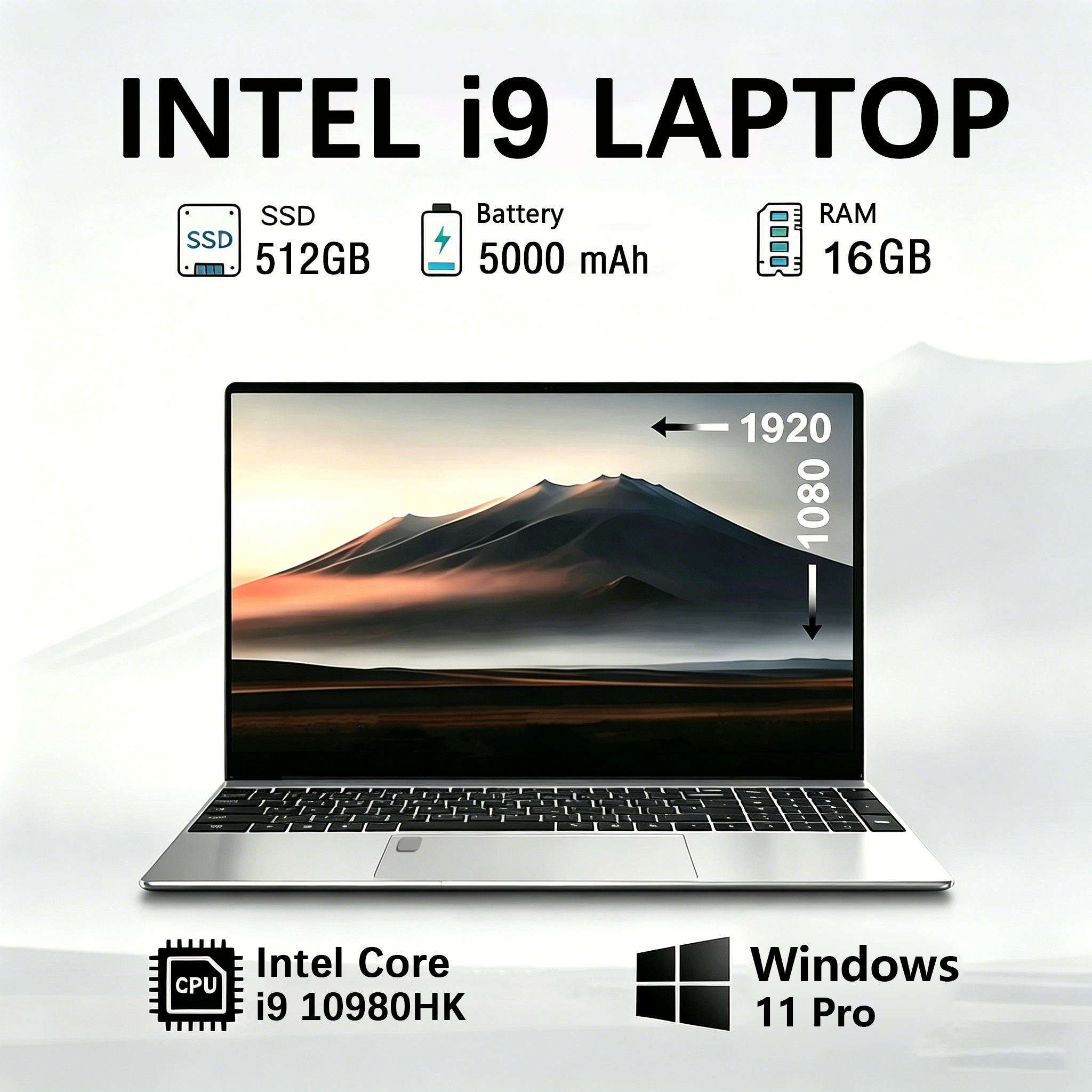 15,6“ laptop Windows 11 Intel core i9-10980hk 15,6 inch 16GB RAM 1TB SSD Office-laptops Notebook met vingerafdruksensor