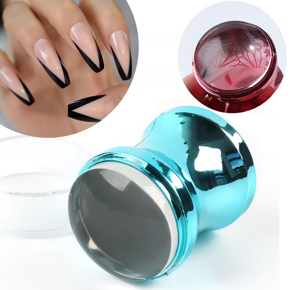 1 Juego de estampador de uñas con espejo, cabeza de silicona transparente, raspador de manicura, plantillas de transferencia, Kits de impresión, herramientas de manicura DIY de diseño francés