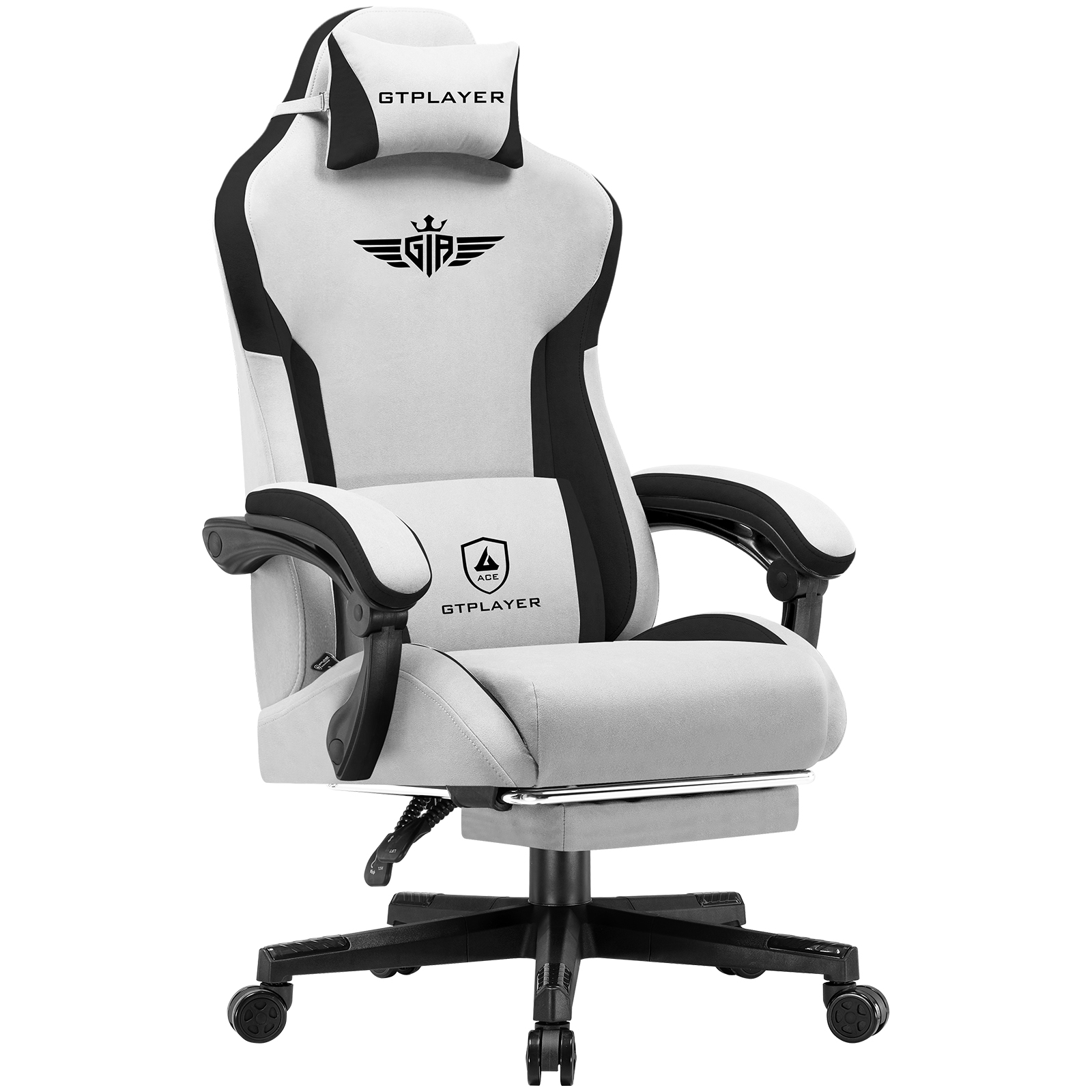 GTPLAYER Sedia da gaming, supporto lombare in tessuto Sedia da gamer ergonomica Sedia da PC con schienale allargato