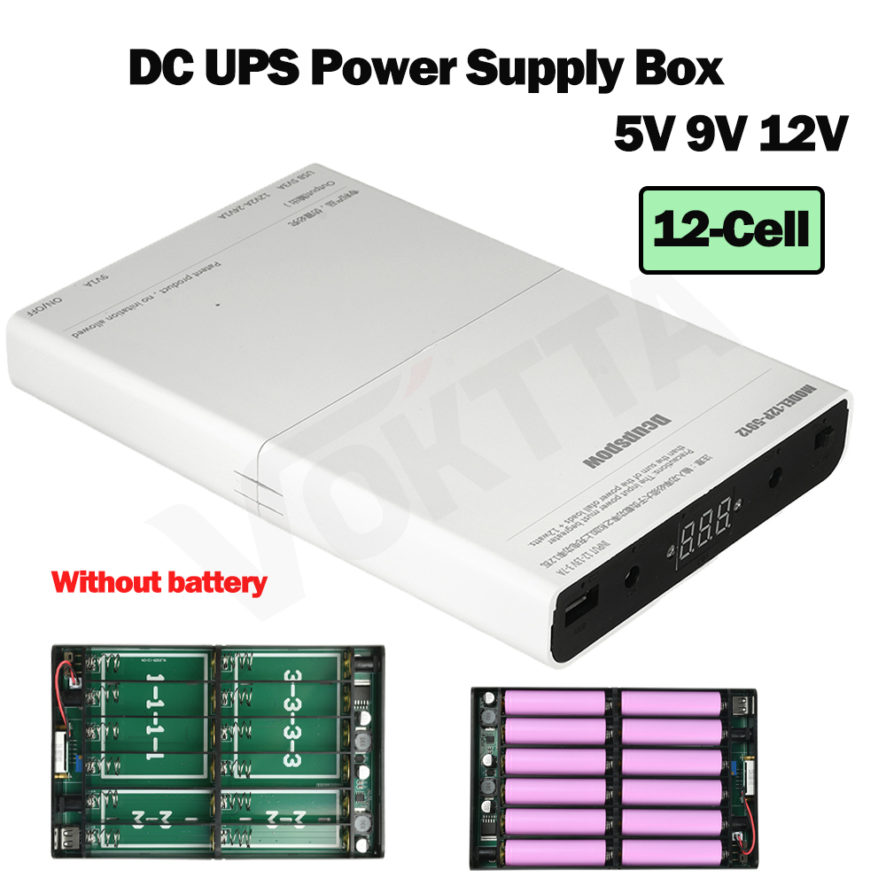 Блок питания DC UPS для 12 аккумуляторов 18650, DIY-комплект Power Bank, выход 5В 9В 12В, для оптического модема, роутера, источник бесперебойного питания