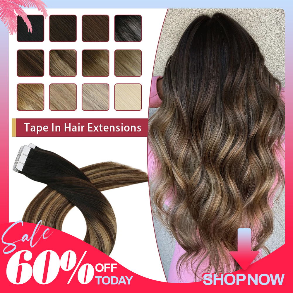 Moresoo Tape-in-Haarverlängerungen aus Echthaar, brasilianische glatte Remy-Haarverlängerung, natürlich, unsichtbar, nahtlos, 100 % Echthaar