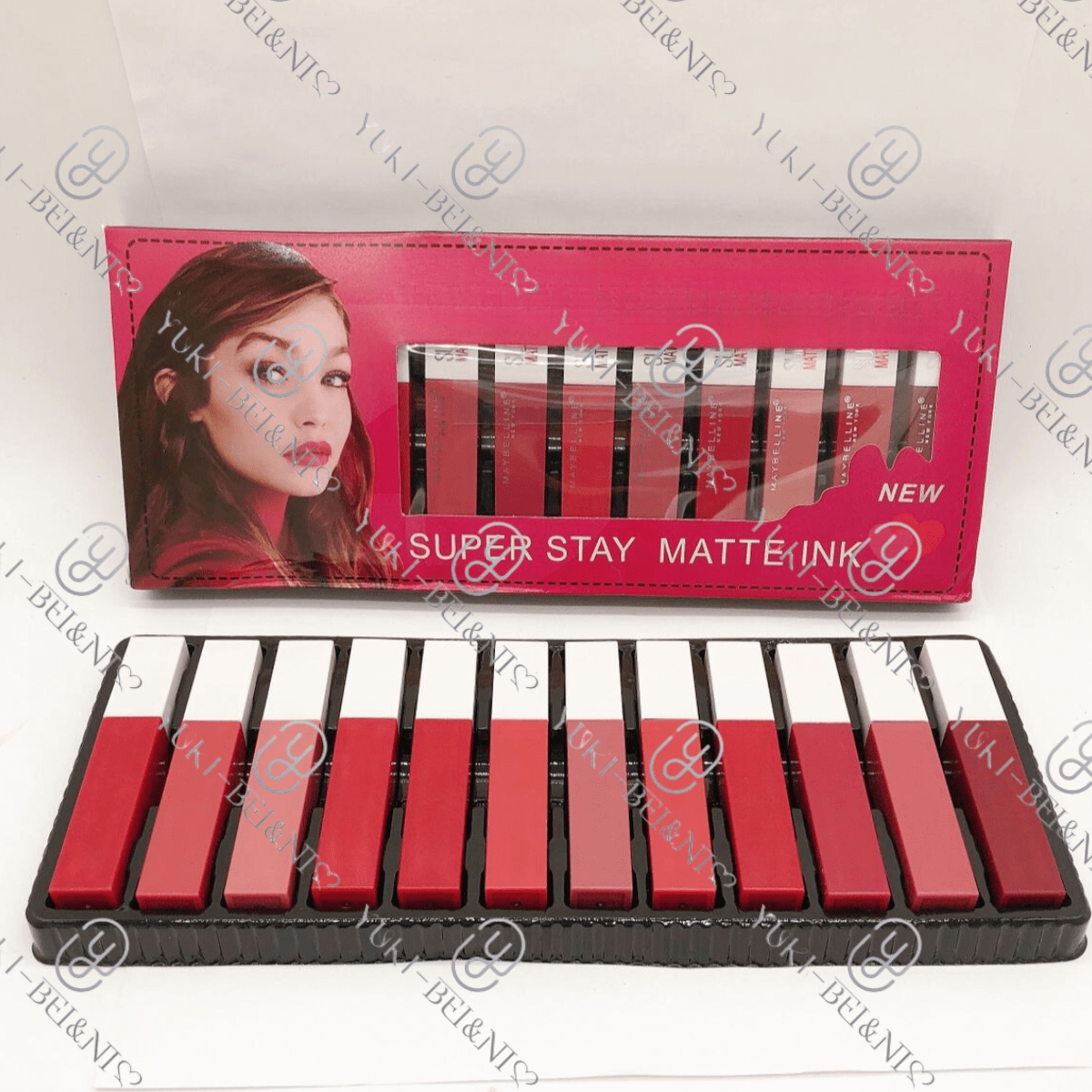 Paket berisi 12 buah lipstik matte gloss tahan lama dan tidak mudah luntur A0472