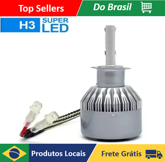 Kit H3 Lâmpada Led Carro 6000k Super Branca