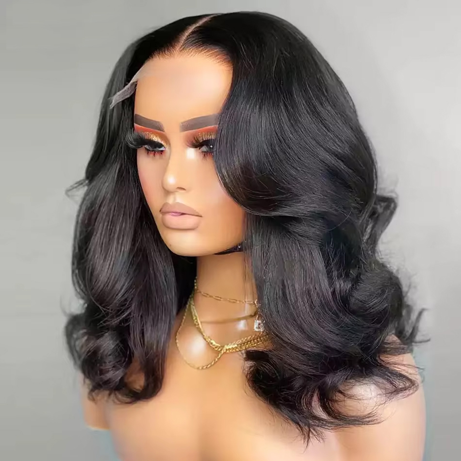 200% 13x4 Short Bob Wig 100% Human Hair Short Lace Front Bob Wigs Brazilian Body Wave Closure Bob Wig Remy Pre-Plucked for Women