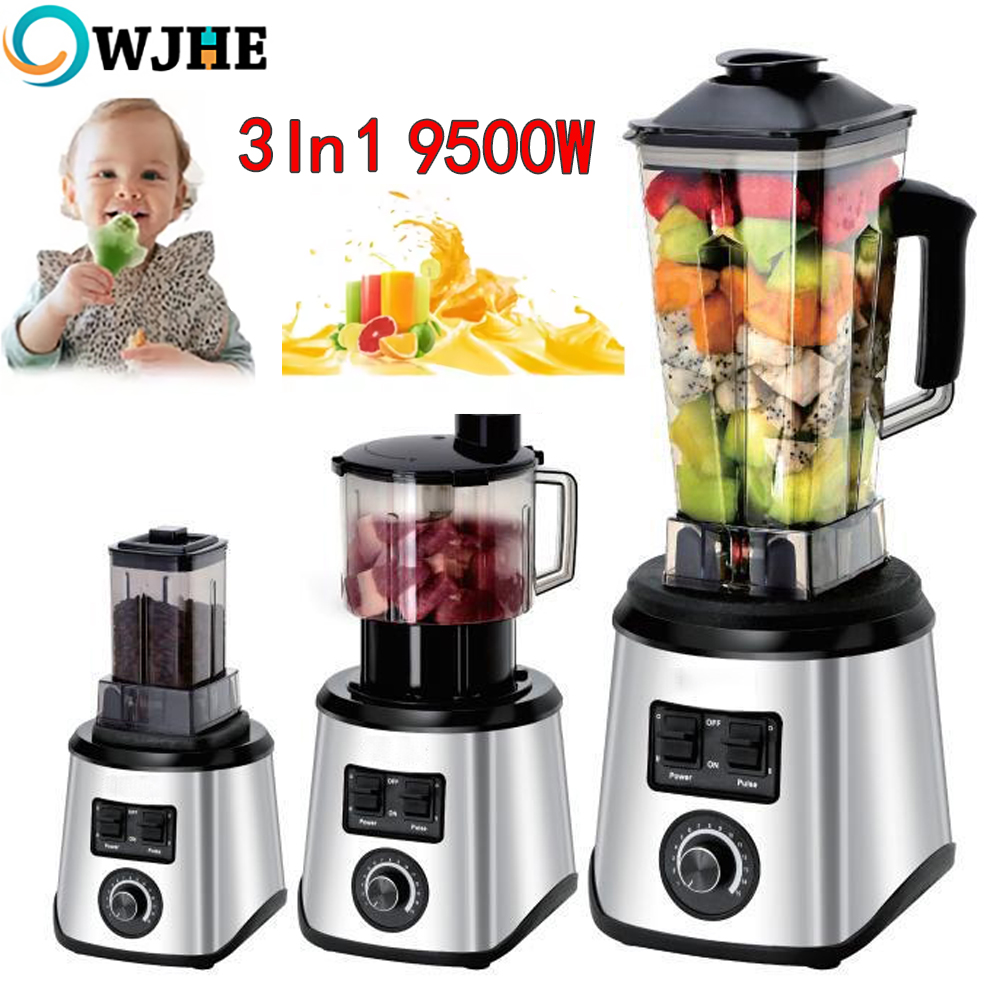 OWJHE Liquidificador Elétrico 3 em 1 9500W combustível Espremedor Misto Multifuncional Smoothie Maker 3L + 1. Processador de alimentos em recipiente de 5l + 0,5L