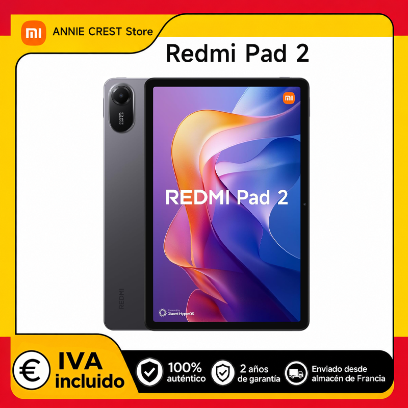 Xiaomi Redmi Pad 2 Batterie 9000mAh 11 Pouces Wi-Fi 5 Écran 2.5K 90 Hz Processeur MediaTek Helio G100-Ultra HyperOS IPv6 Appareil Photo 8MP Charge Rapide