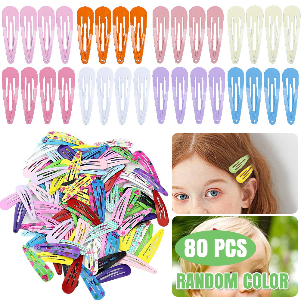 80pcs Girl Hair Clips Snap Hairpins Slides Women Kids Baby School Grip Set UK