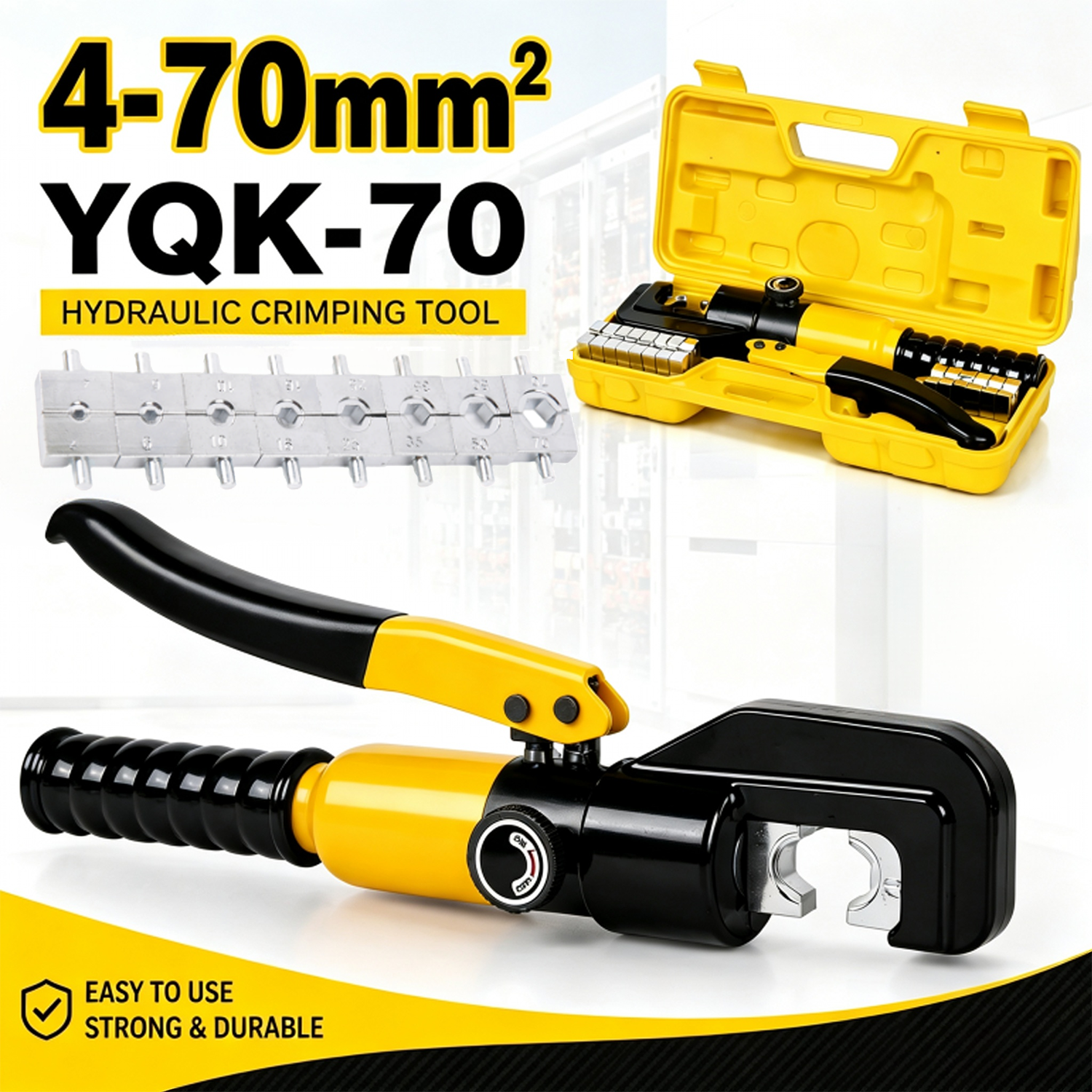 Herramienta de Compresión Hidráulica YQK-70, Pinza para Terminales de Cable de 8T, Herramienta de Compresión Hidráulica Manual para Terminales Eléctricos, Herramienta para Cables de 4/6/10/16/25/35/50/70 mm², Abrazadera Hidráulica