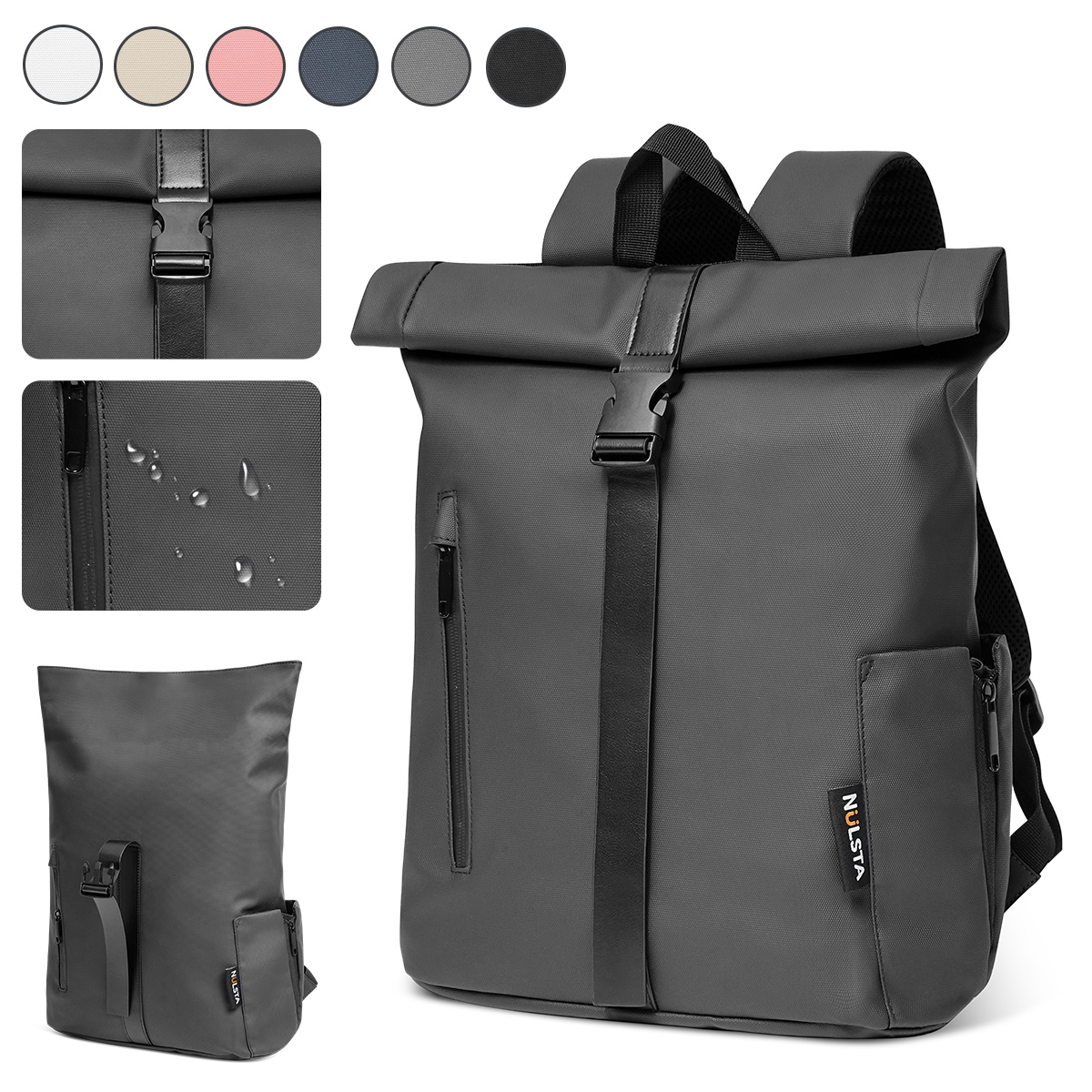 22L กระเป๋าเป้สะพายหลังแล็ปท็อปสำหรับเดินทางป้องกันการโจรกรรมกระเป๋าหลายช่องน้ำหนักเบากระเป๋าเป้สะพายหลังผู้ชายผู้หญิงโรงเรียนกีฬากลางแจ้ง 15.6 นิ้วแล็ปท็อป 6 สี