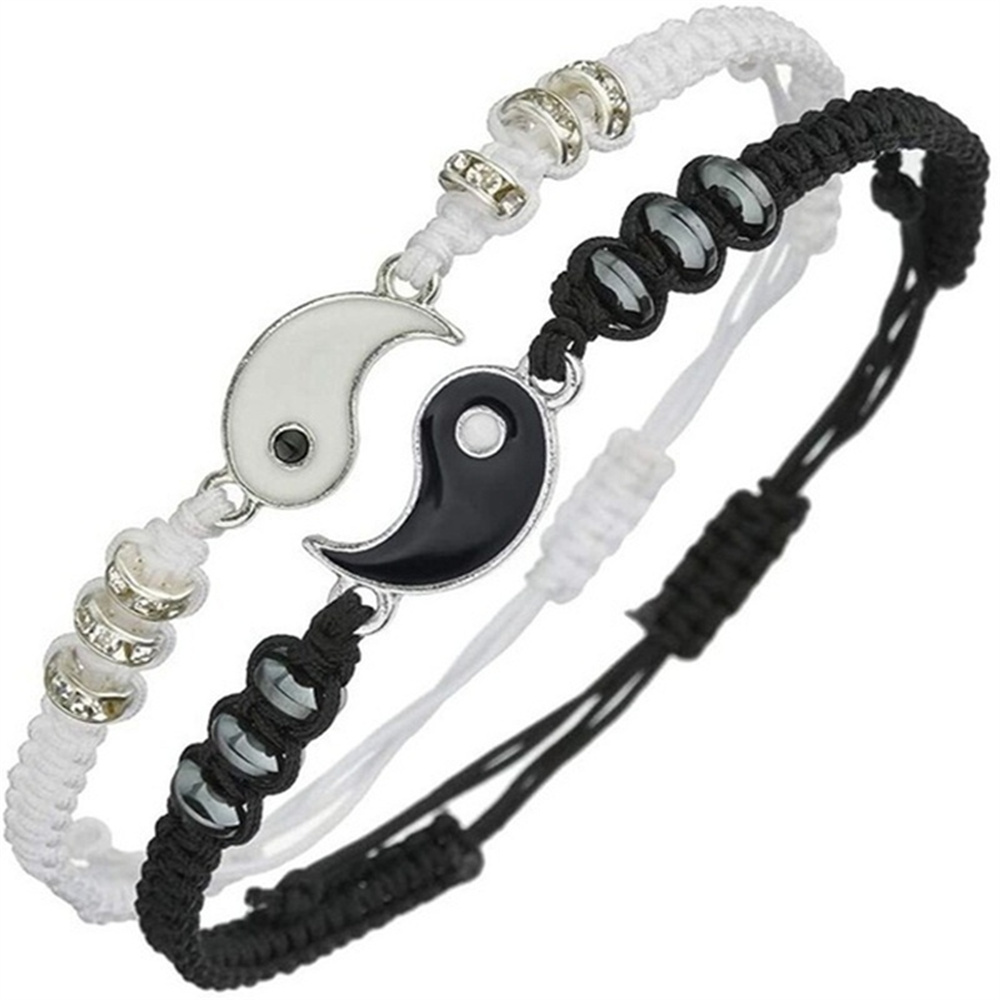 Pulseras de mejor amigo para 2 pulseras de cordón ajustables Yin Yang a juego para relación de amistad Bff novio Girlfr, novedad de 2022