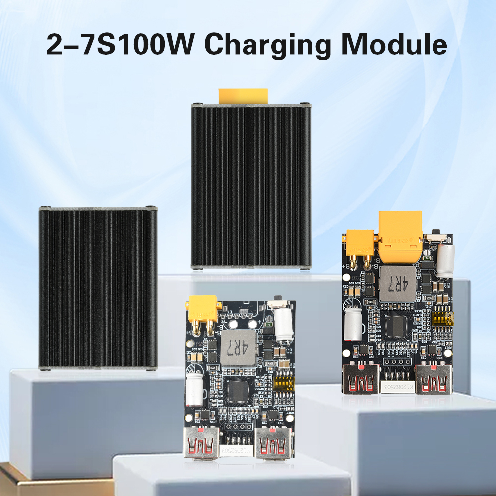 Modulo di Ricarica Rapida 2-7S 100W, Scheda Madre DIY per Alimentazione di Backup, Compatibile con USB TYPE-C XT60 XT30 per Batterie al Litio Ferro Fosfato