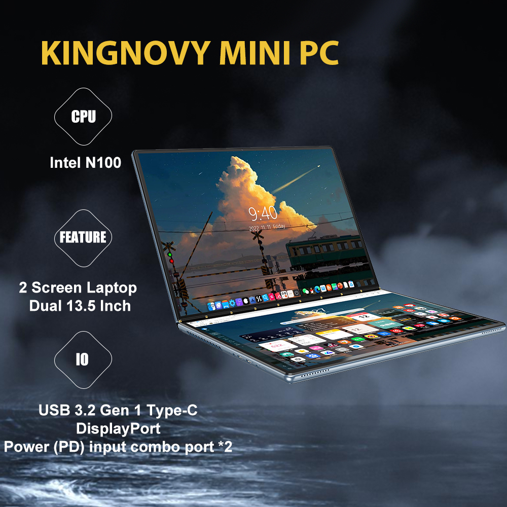 Ordenador portátil con pantalla táctil de 2024 pulgadas y doble pantalla táctil de 13,5 pulgadas, y negocios para estudiantes universitarios, Intel N100 (13,5 GHz), novedad de 3,40