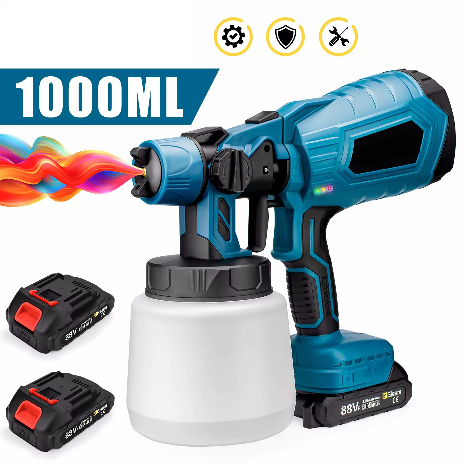 18V 1000W Elektrische Akku-Spritzpistole High Power HVLP Farbspritzgerät Auto Stahlbeschichtung Airbrush Für Makita 18V Batterie
