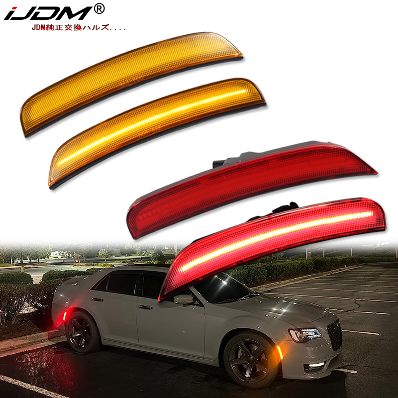 Luci LED Laterali per Paraurti Anteriore e Posteriore Chrysler 300, Luci di Posizione e Indicatori di Direzione Ambra 2015-2021 12V