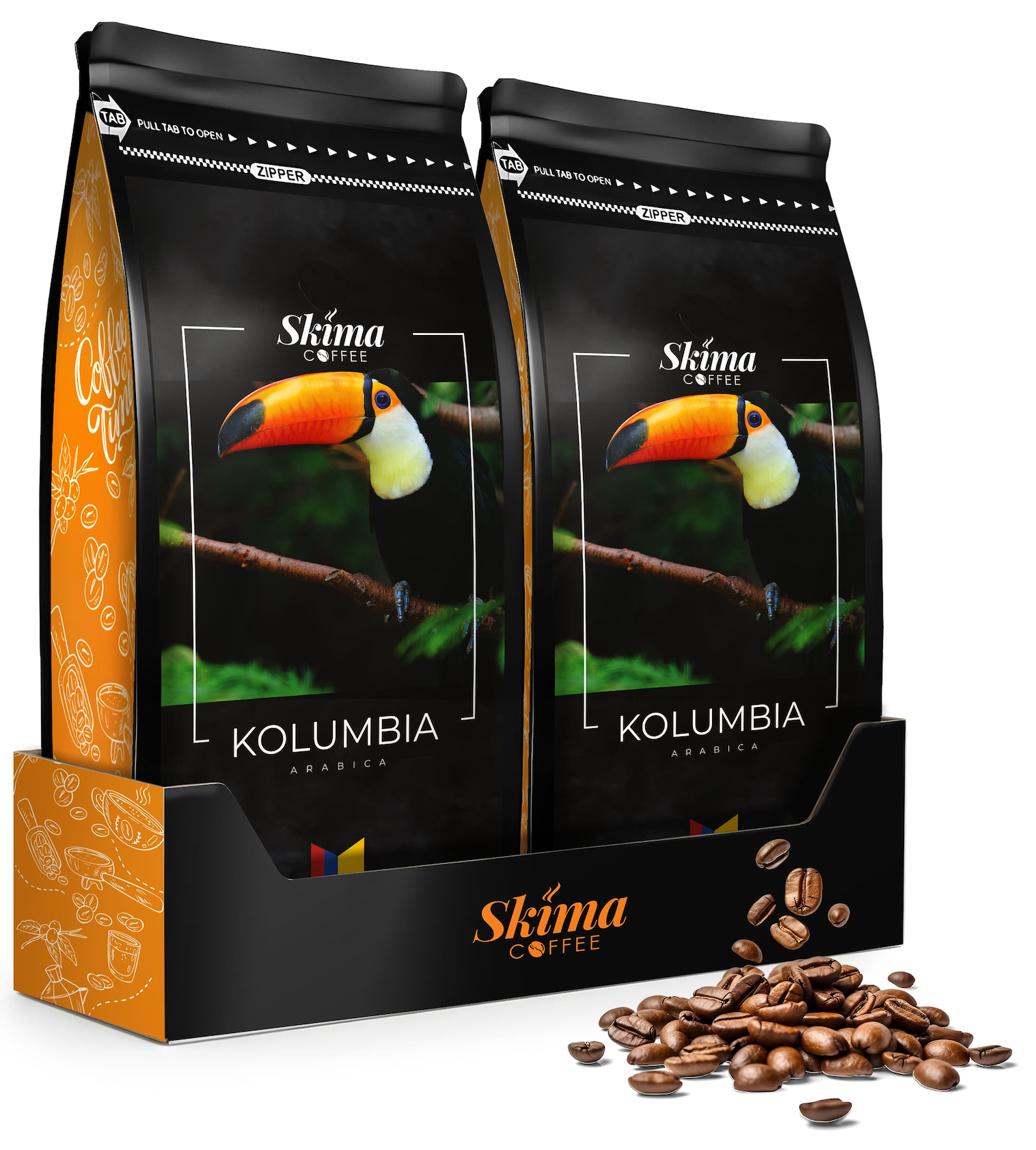 Ganze Kaffeebohnen 2x1kg KOLUMBIA 100% ARABICA Frisch geröstet für Espressomaschine + GRATIS