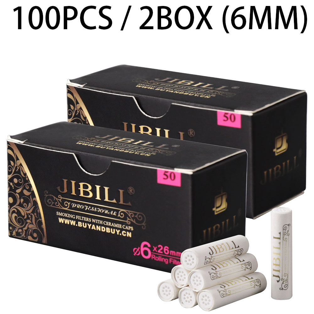 JIBILL 100 Uds 6mm accesorios de filtro de pipa de tabaco cabeza de cerámica de doble cara elemento filtrante de carbón activado accesorio para fumar