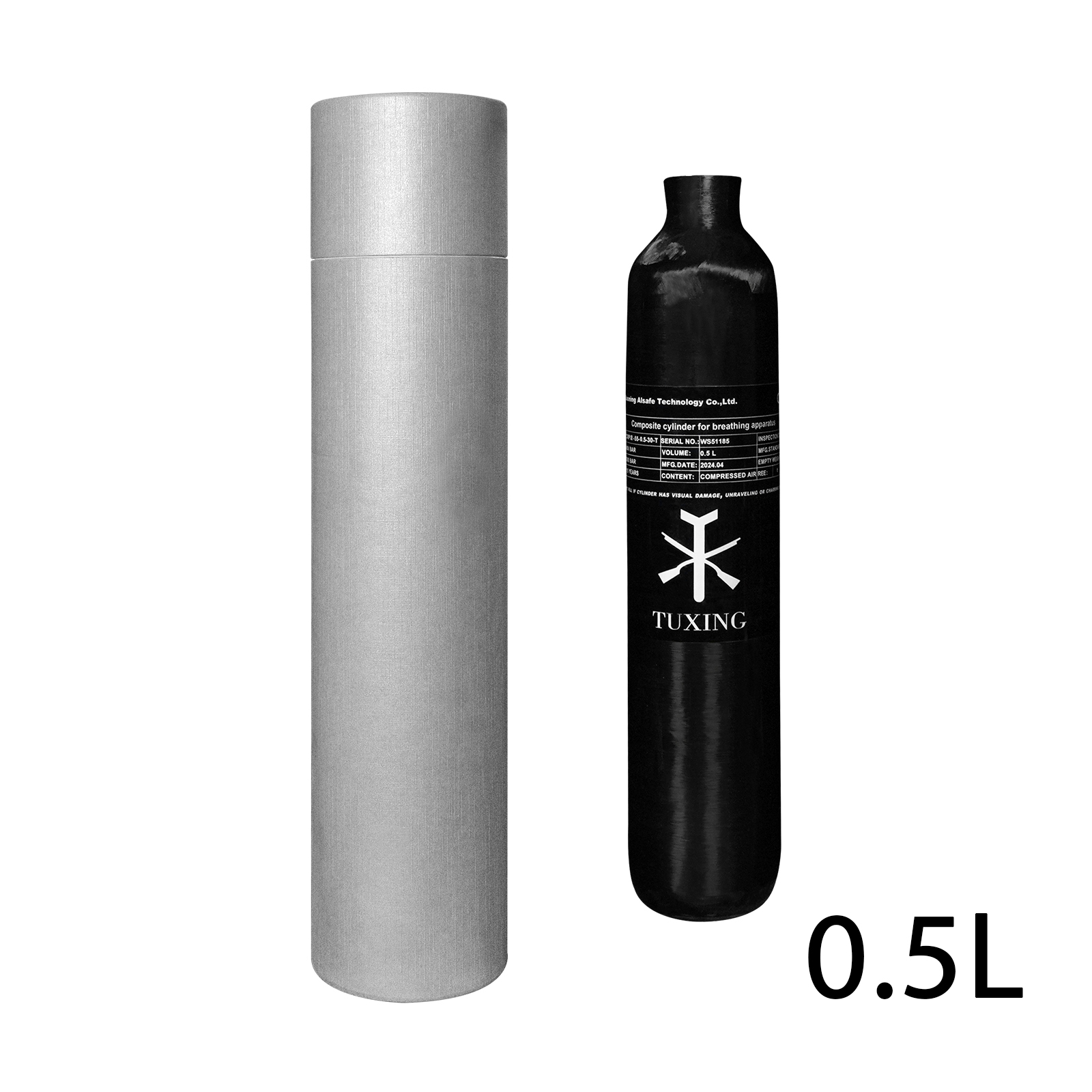 (Dostawa z magazynu brazylijskiego)TUXING 500CC 0,5L Cylinder z włókna węglowego 4500PSI 300Bar Zbiornik wysokociśnieniowy HPA Cylinder M18 * 1,5