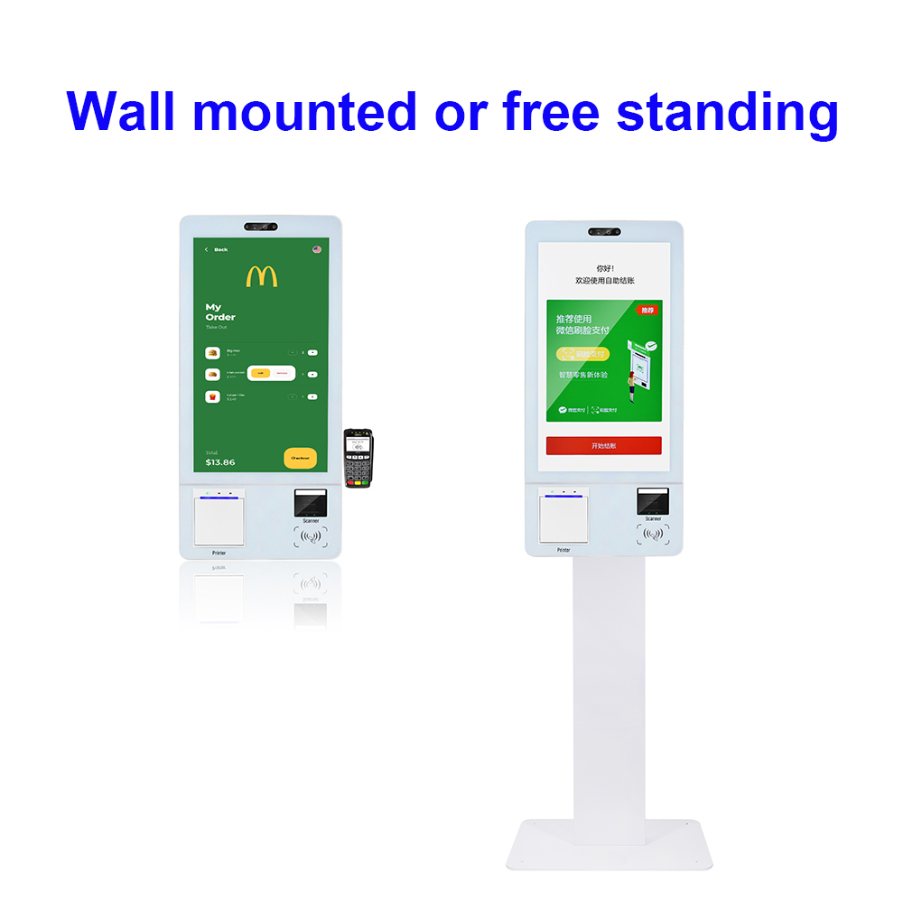 32" self ordering kiosk, self service kiosk for restarurants, cafes wall mounted or free standing, Android or windows OSD