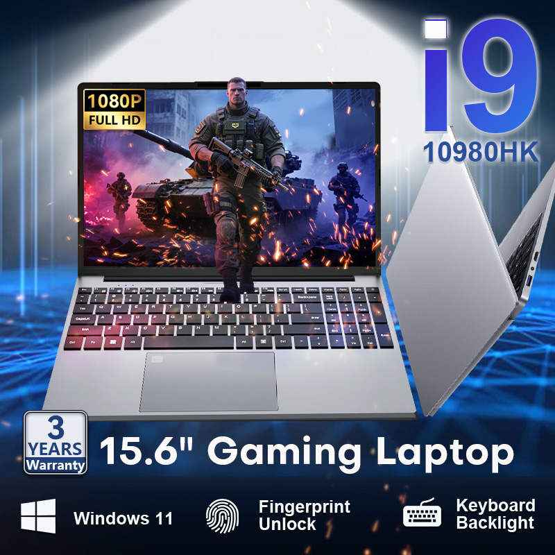 Ordinateur portable de jeu 15,6 pouces Windows 11 Pro Intel Core i9-10980HK i9-9900 16 Go de RAM 1 To SSD 1920*1080P avec lecteur d'empreintes digitales Uniock