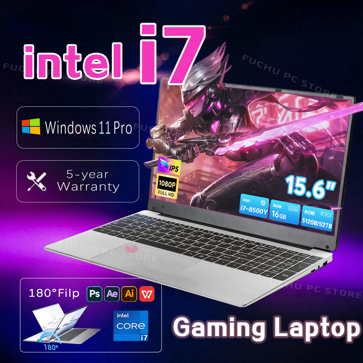 Draagbare Zakelijke Laptop 15.6 ''Windows 11 Intel i7-8500Y 16 GB RAM 1 TB SSD Laptop Vingerafdruk Ontgrendelen Kantoor notebook Computer