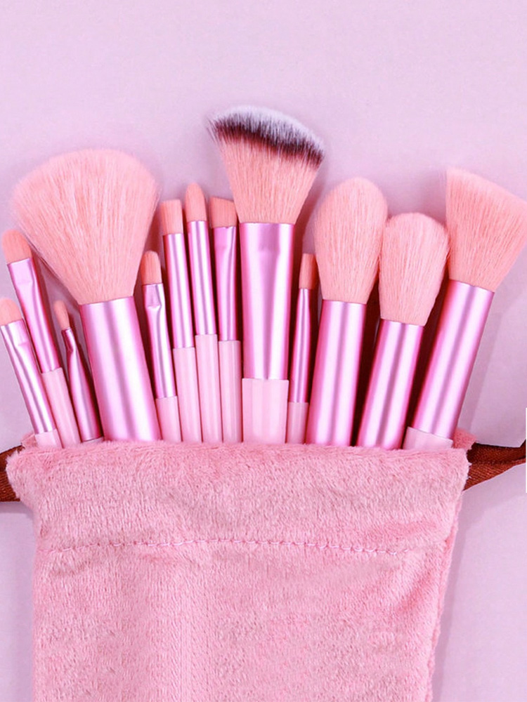 Set mit 13 tragbaren Make-up-Pinseln mit Samtbeutel, inklusive Rougepinsel, Lidschattenpinsel, Puderpinsel, Konturenpinsel, Concealerpinsel und komplettem Werkzeugset