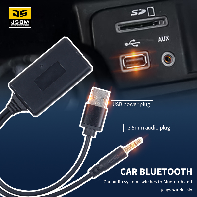 JSBM USB do samochodu Bezprzewodowy adapter AUX-in Bluetooth 3,5 MM do BMW Mini Cooper R55, R56, R57 2007 2008 2009 2010 2011 2012 2013 2014 2015 2016 Kabel audio Aux do muzyki samochodowej niedostępny dla Z4 lub E46.
