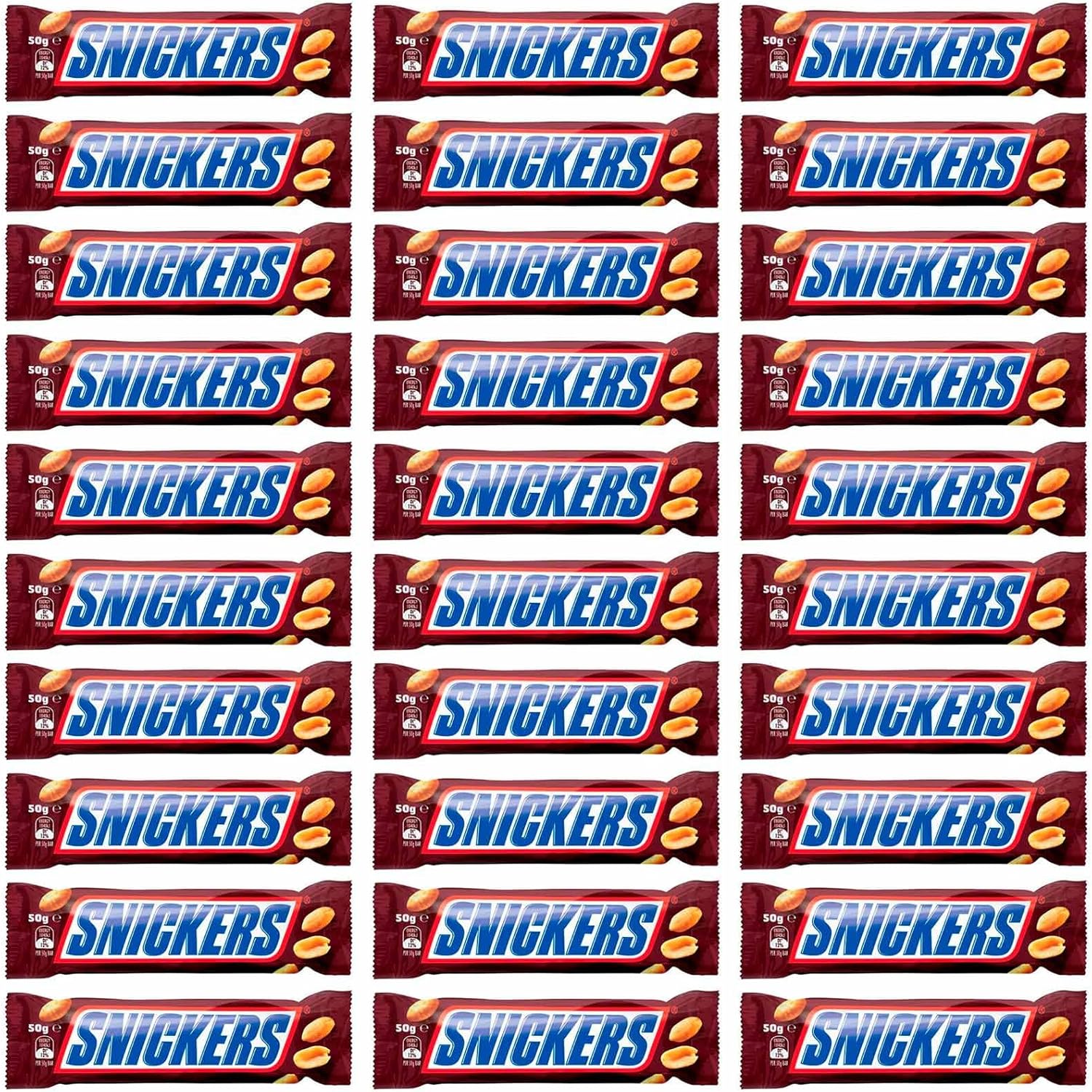 Snickers Chocolatina con Deliciosa Crema de Cacahuete 50g*30
